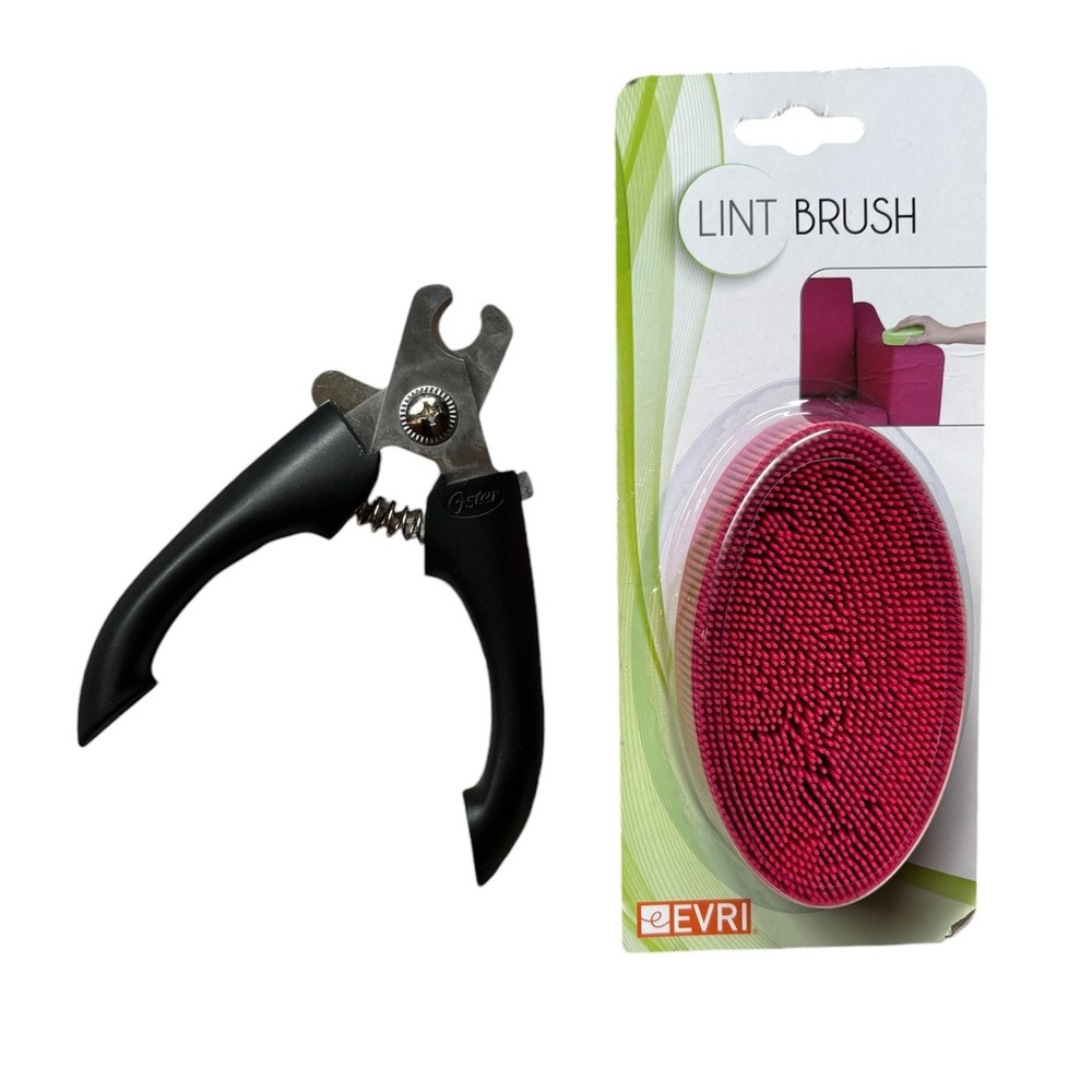 Pet nail clipper and lint brush bundle